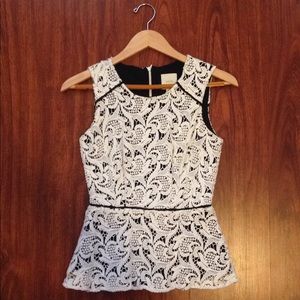 Anthropologie Maeve scrolling Lace peplum tank